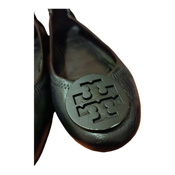 TORY BURCH Minnie Travel Ballet Flats Black Leather - Size 9 1/2 - Picture 7 of 10